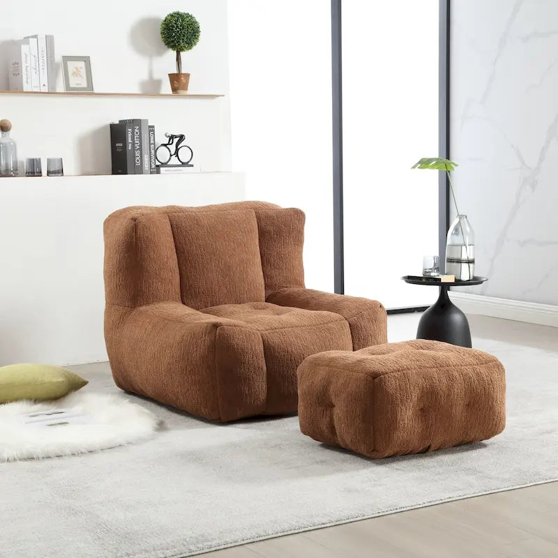 Modern Adult Lounge Chair with High Density Memory Foam and 1 Ottoman for Home Bedroom and Reading Room