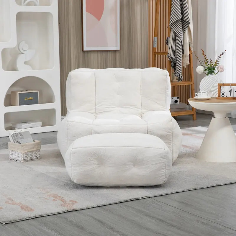 Modern Adult Lounge Chair with High Density Memory Foam and 1 Ottoman for Home Bedroom and Reading Room
