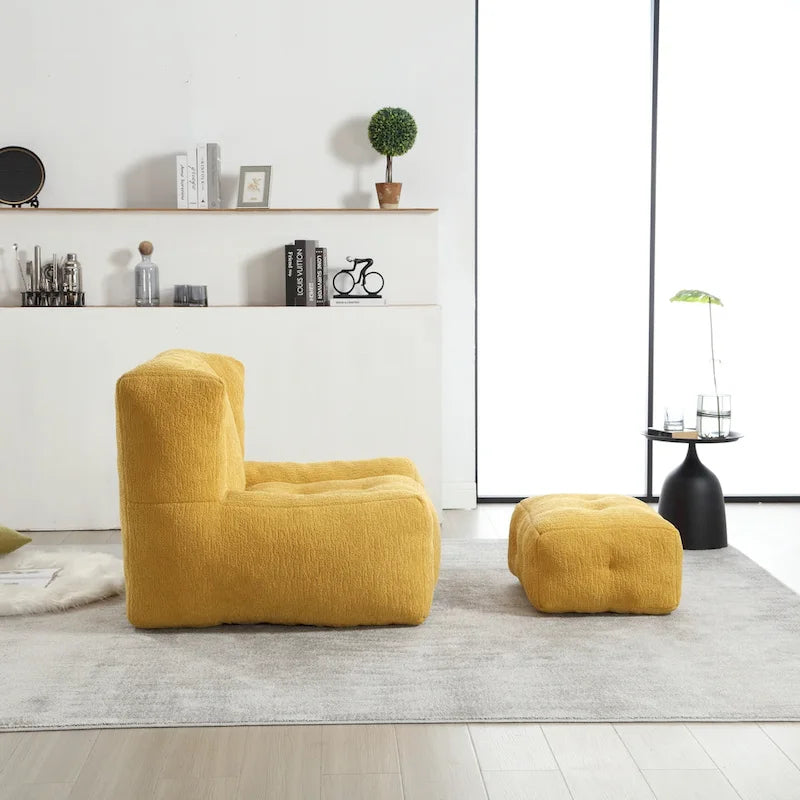 Modern Adult Lounge Chair with High Density Memory Foam and 1 Ottoman for Home Bedroom and Reading Room