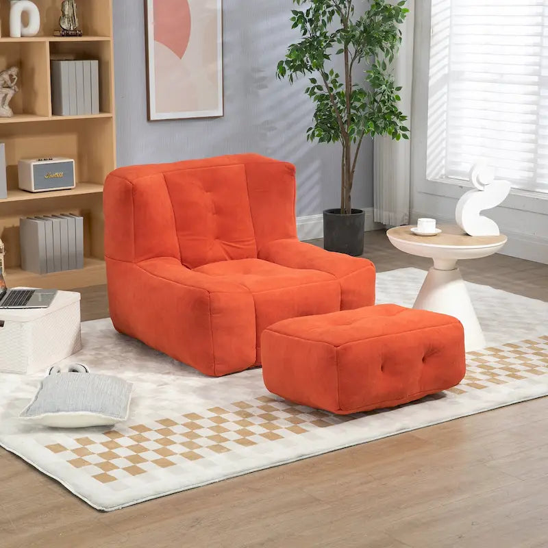Modern Adult Lounge Chair with High Density Memory Foam and 1 Ottoman for Home Bedroom and Reading Room