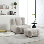 Modern Adult Lounge Chair with High Density Memory Foam and 1 Ottoman for Home Bedroom and Reading Room