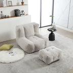 Modern Adult Lounge Chair with High Density Memory Foam and 1 Ottoman for Home Bedroom and Reading Room