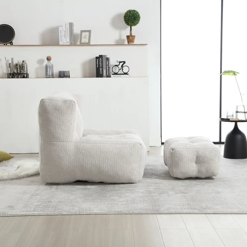 Modern Adult Lounge Chair with High Density Memory Foam and 1 Ottoman for Home Bedroom and Reading Room