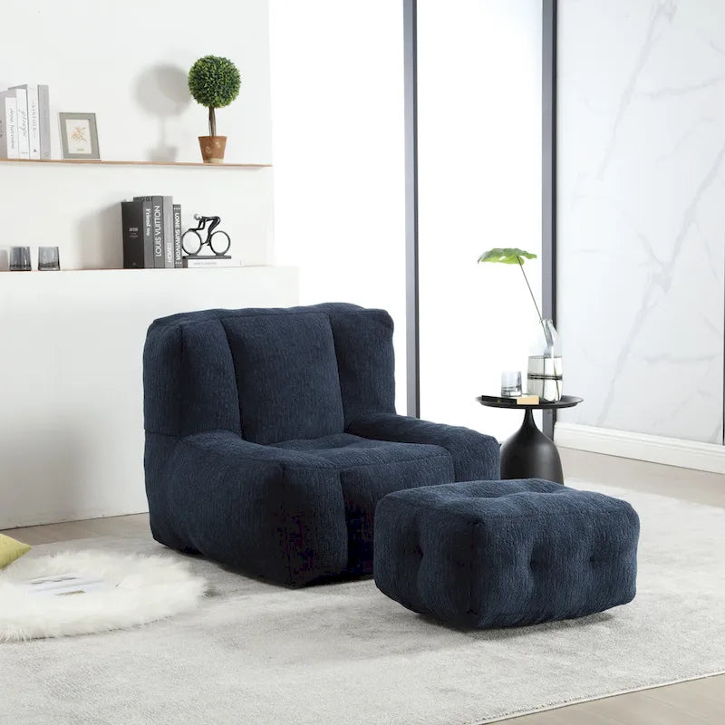 Modern Adult Lounge Chair with High Density Memory Foam and 1 Ottoman for Home Bedroom and Reading Room
