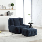 Modern Adult Lounge Chair with High Density Memory Foam and 1 Ottoman for Home Bedroom and Reading Room