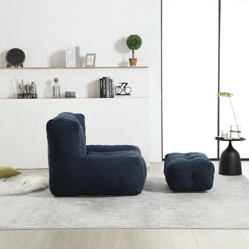 Modern Adult Lounge Chair with High Density Memory Foam and 1 Ottoman for Home Bedroom and Reading Room