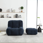 Modern Adult Lounge Chair with High Density Memory Foam and 1 Ottoman for Home Bedroom and Reading Room