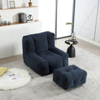 Modern Adult Lounge Chair with High Density Memory Foam and 1 Ottoman for Home Bedroom and Reading Room