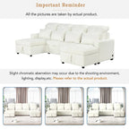 110 Oversized Chenille Convertible U-shaped Sectional Sofa with Pull-out Bed, Double Storage Chaise Lounges, and 2 USB Ports