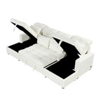 110 Oversized Chenille Convertible U-shaped Sectional Sofa with Pull-out Bed, Double Storage Chaise Lounges, and 2 USB Ports