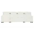 110 Oversized Chenille Convertible U-shaped Sectional Sofa with Pull-out Bed, Double Storage Chaise Lounges, and 2 USB Ports