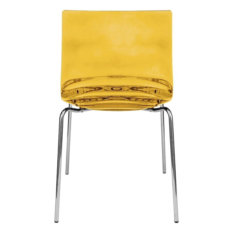 Astor Acrylic Dining Chair with Chrome Legs Modern Accent Side Chair Water Ripple Design Seats