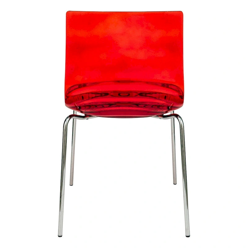 Astor Acrylic Dining Chair with Chrome Legs Modern Accent Side Chair Water Ripple Design Seats