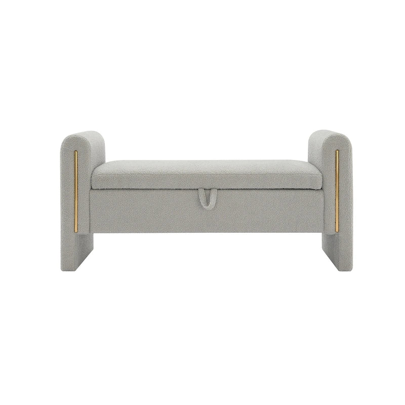 Christopher Knight Home - Athena Modern Teddy Fabric Bed-End Storage Bench with Arms