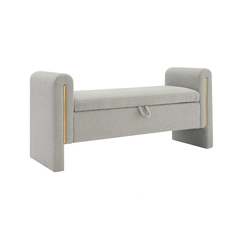 Christopher Knight Home - Athena Modern Teddy Fabric Bed-End Storage Bench with Arms