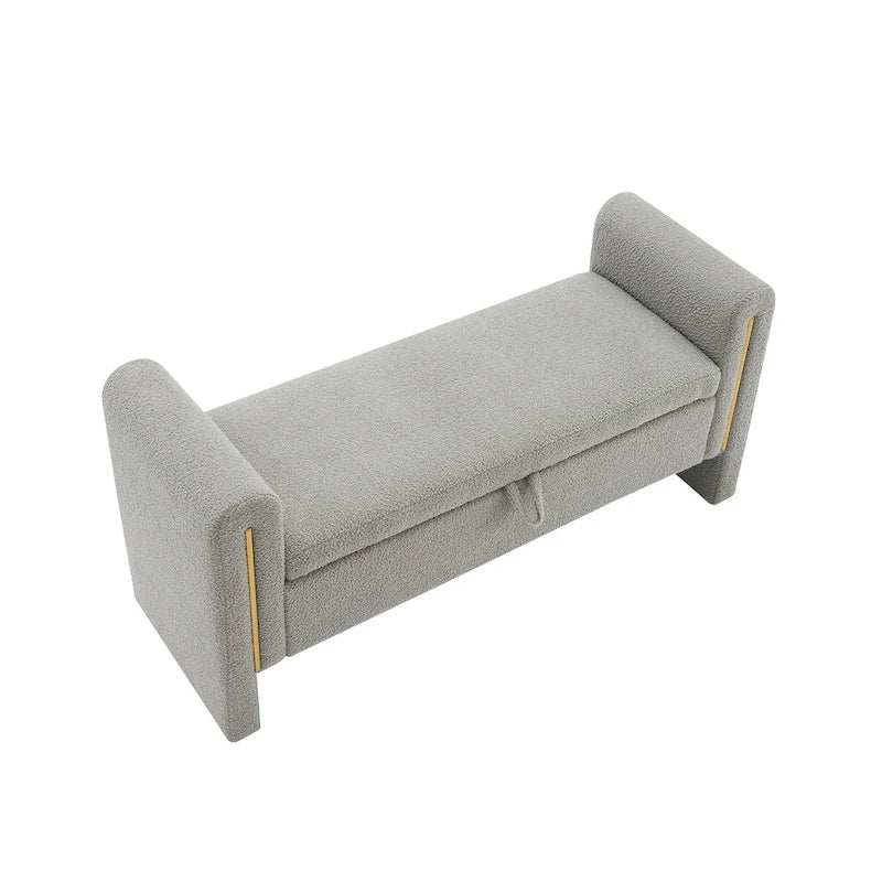 Christopher Knight Home - Athena Modern Teddy Fabric Bed-End Storage Bench with Arms