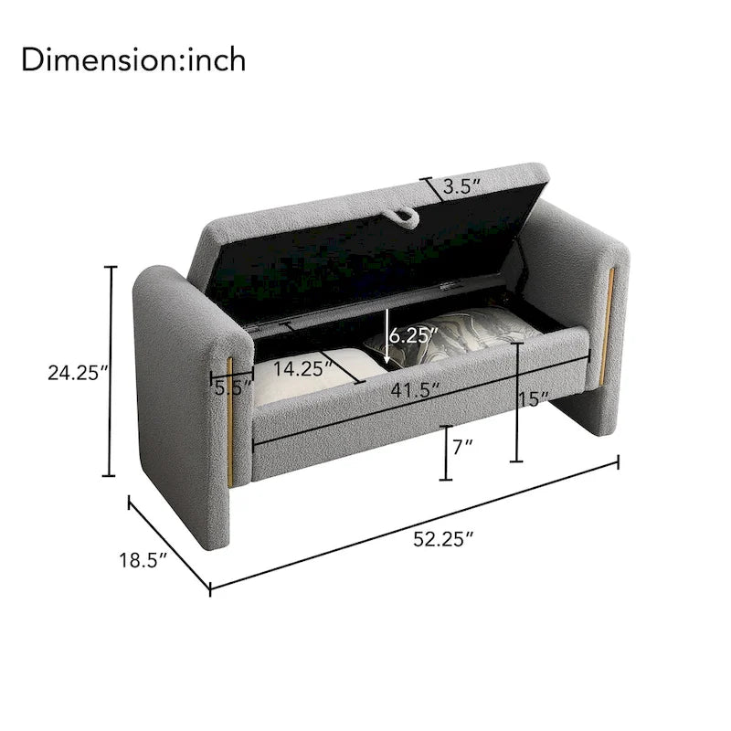 Christopher Knight Home - Athena Modern Teddy Fabric Bed-End Storage Bench with Arms