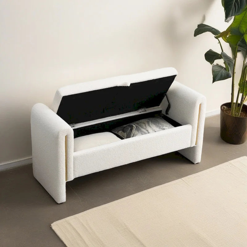 Christopher Knight Home - Athena Modern Teddy Fabric Bed-End Storage Bench with Arms