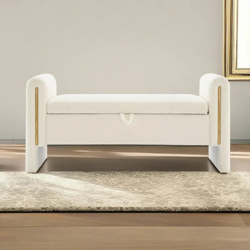Christopher Knight Home - Athena Modern Teddy Fabric Bed-End Storage Bench with Arms