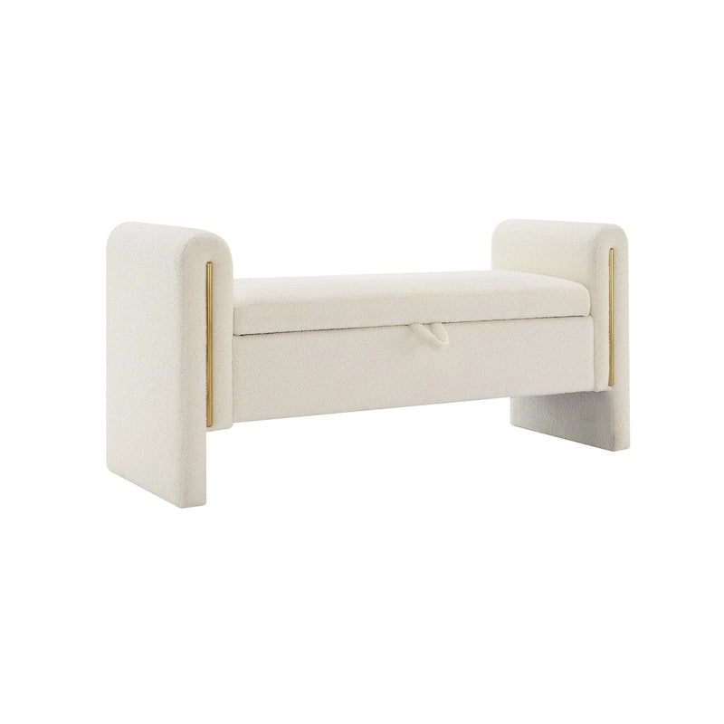 Christopher Knight Home - Athena Modern Teddy Fabric Bed-End Storage Bench with Arms