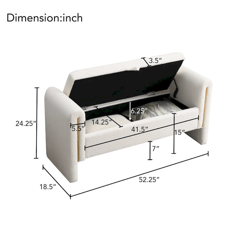 Christopher Knight Home - Athena Modern Teddy Fabric Bed-End Storage Bench with Arms