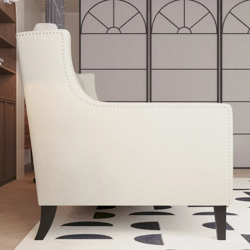 Naro Mid-Century Modern Fabric 3-Seater Sofa with Tufted Backrest by Christopher Knight Home