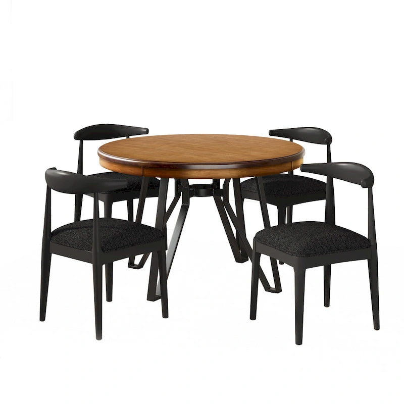 Cortina Fabric and Rubberwood 5 Piece Dining Set by Christopher Knight Home