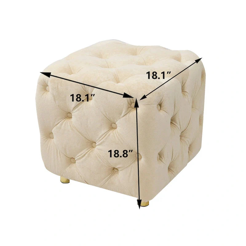 Modern Velvet Upholstered Square Tufted Ottoman by GDFStudio
