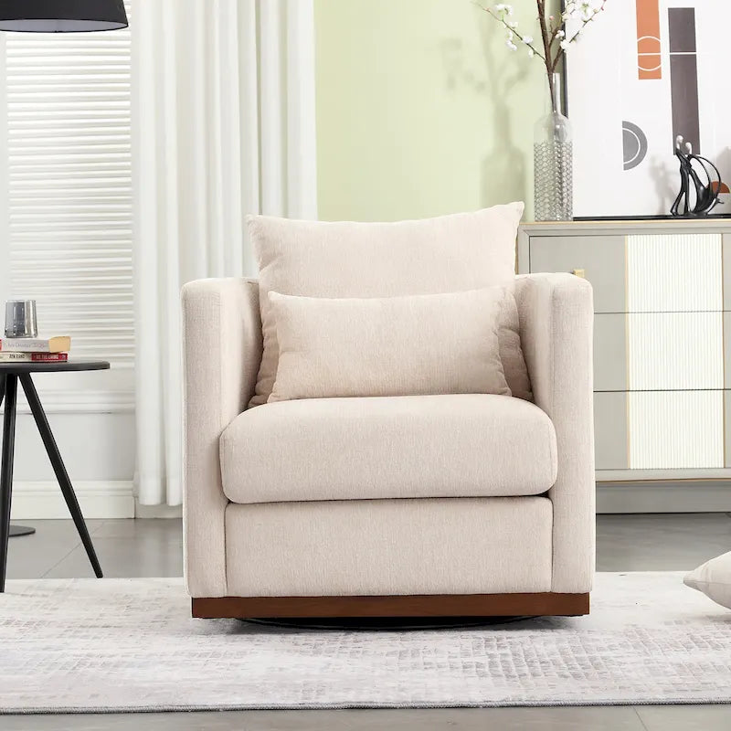 GDFStudio - Harper Chenille Swivel Barrel Chair with Sturdy Metal Base and Ergonomic Design