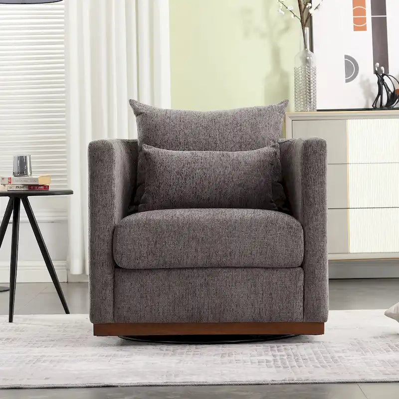 GDFStudio - Harper Chenille Swivel Barrel Chair with Sturdy Metal Base and Ergonomic Design