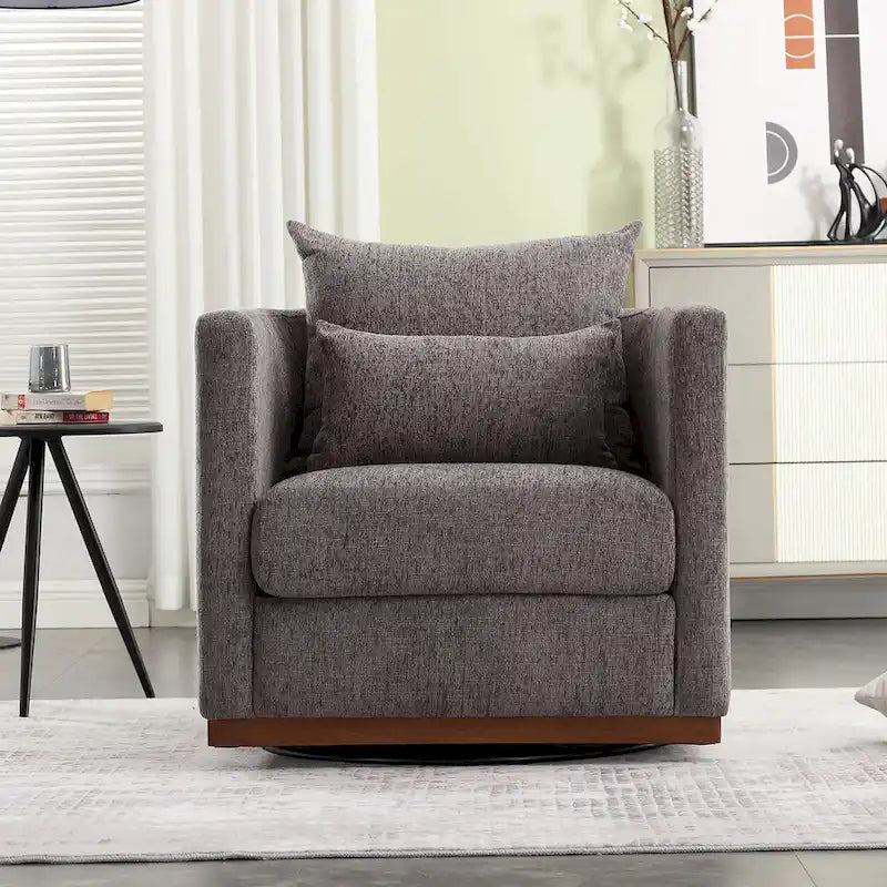 GDFStudio - Harper Chenille Swivel Barrel Chair with Sturdy Metal Base and Ergonomic Design