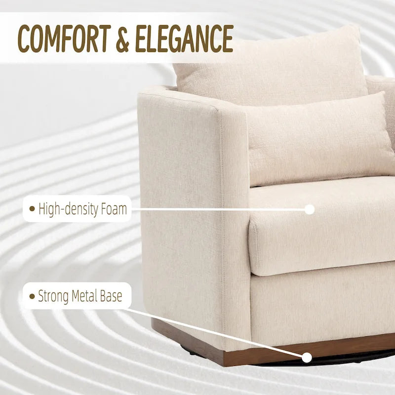 GDFStudio - Harper Chenille Swivel Barrel Chair with Sturdy Metal Base and Ergonomic Design