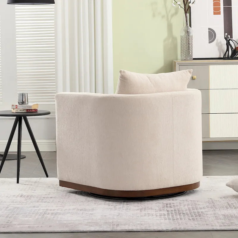 GDFStudio - Harper Chenille Swivel Barrel Chair with Sturdy Metal Base and Ergonomic Design