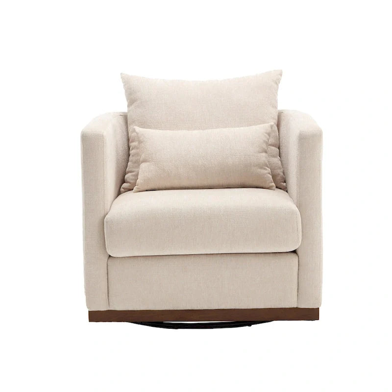 GDFStudio - Harper Chenille Swivel Barrel Chair with Sturdy Metal Base and Ergonomic Design