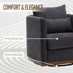 GDFStudio - Harper Chenille Swivel Barrel Chair with Sturdy Metal Base and Ergonomic Design