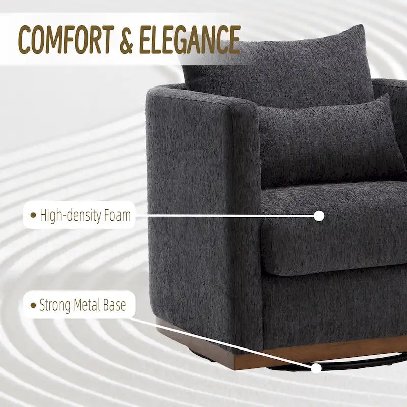 GDFStudio - Harper Chenille Swivel Barrel Chair with Sturdy Metal Base and Ergonomic Design