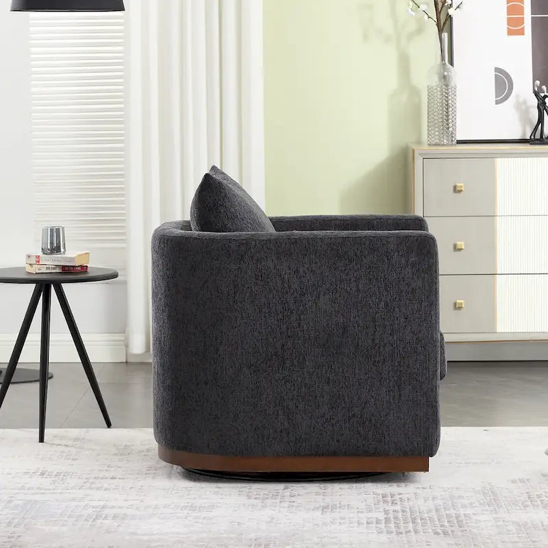 GDFStudio - Harper Chenille Swivel Barrel Chair with Sturdy Metal Base and Ergonomic Design