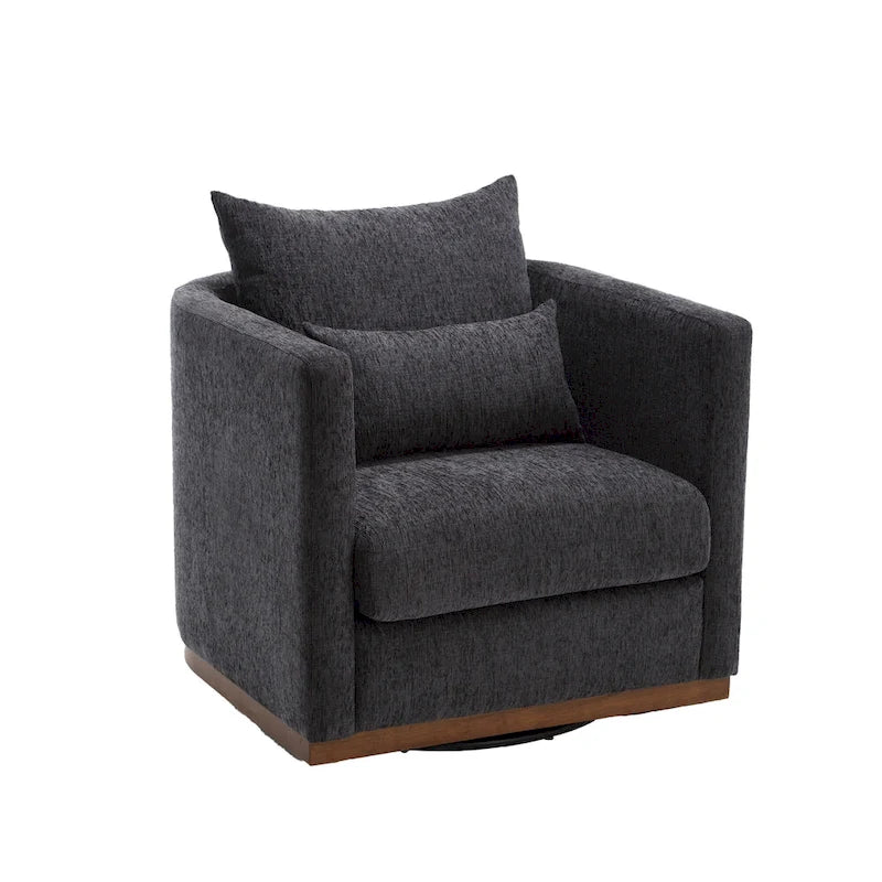 GDFStudio - Harper Chenille Swivel Barrel Chair with Sturdy Metal Base and Ergonomic Design