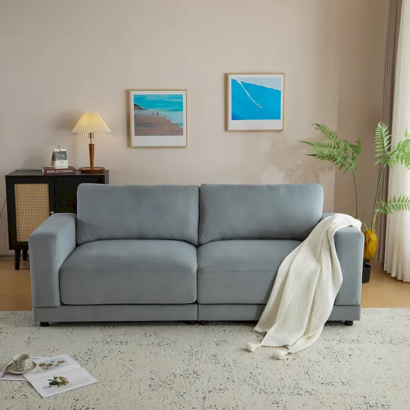 Christopher Knight Home - Grace 81 Modern Upholstery Sofa Loveseat with Square Arms