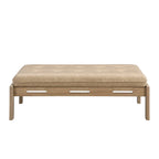 Christopher Knight Home - 48.4 Rectangle Tufted Upholstered Cocktail, Leather Ottoman Coffee Table with Rubber Wood Frame
