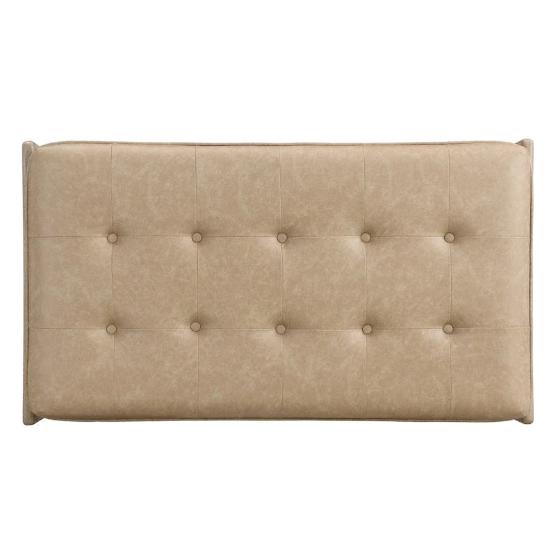 Christopher Knight Home - 48.4 Rectangle Tufted Upholstered Cocktail, Leather Ottoman Coffee Table with Rubber Wood Frame