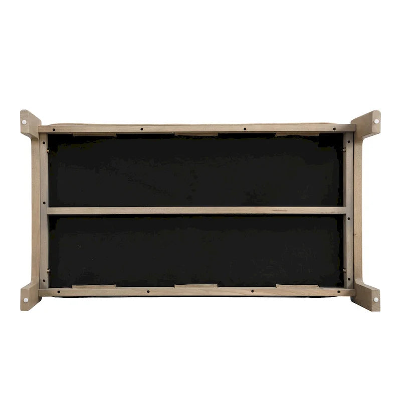 Christopher Knight Home - 48.4 Rectangle Tufted Upholstered Cocktail, Leather Ottoman Coffee Table with Rubber Wood Frame