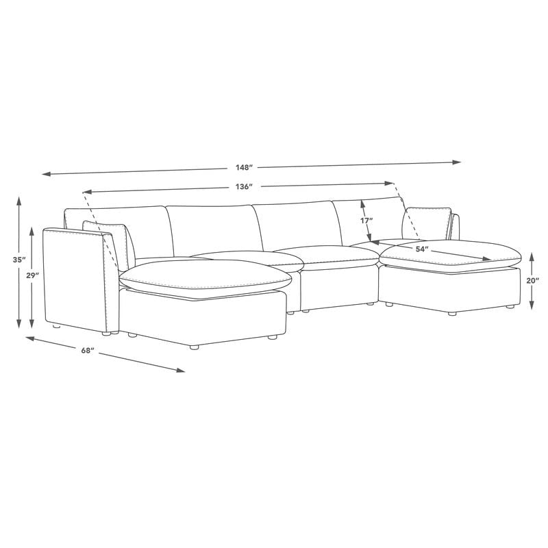 Cypress U-shape Sectional Couches Modular Sofa with Ottoman