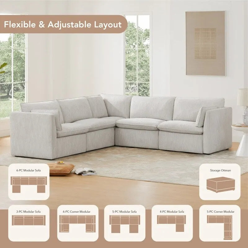 Cypress U-shape Sectional Couches Modular Sofa with Ottoman