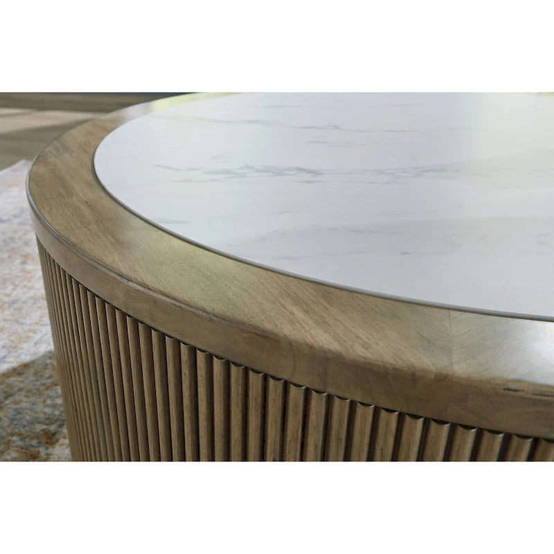 Signature Design by Ashley Camdill Light Brown/White Coffee Table - 42 W x 42 D x 17.5 H