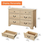 WAMPAT Farmhouse Dresser TV Stand with 6 Drawers for TVs up to 55 Inch, Wood Entertainment Center with Storage