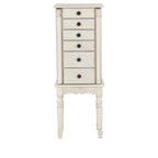 Jewelry Armoire with 6 Storage Drawers and Side Panels - 37 - Cream
