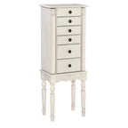 Jewelry Armoire with 6 Storage Drawers and Side Panels - 37 - Cream