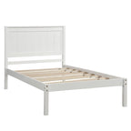 Twin Size Wood Platform Bed w/ Classic Headboard Upholstered Bed Frame for Bed Room No Box Spring Needed, Easy Assembly