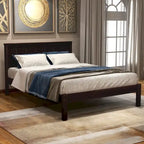 Twin Size Wood Platform Bed w/ Classic Headboard Upholstered Bed Frame for Bed Room No Box Spring Needed, Easy Assembly